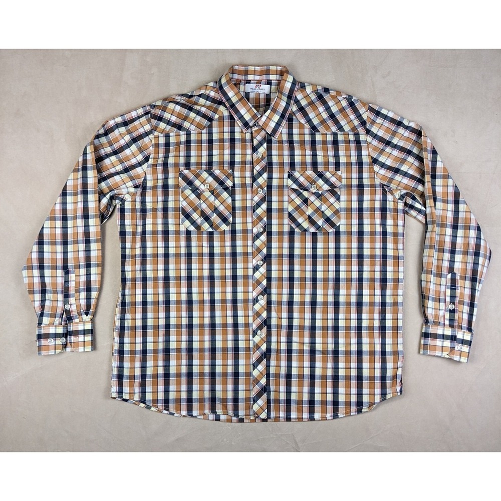 Paul Jones 2XL Mens Shirt Western Casual Long Sleeve Plaid 25x28